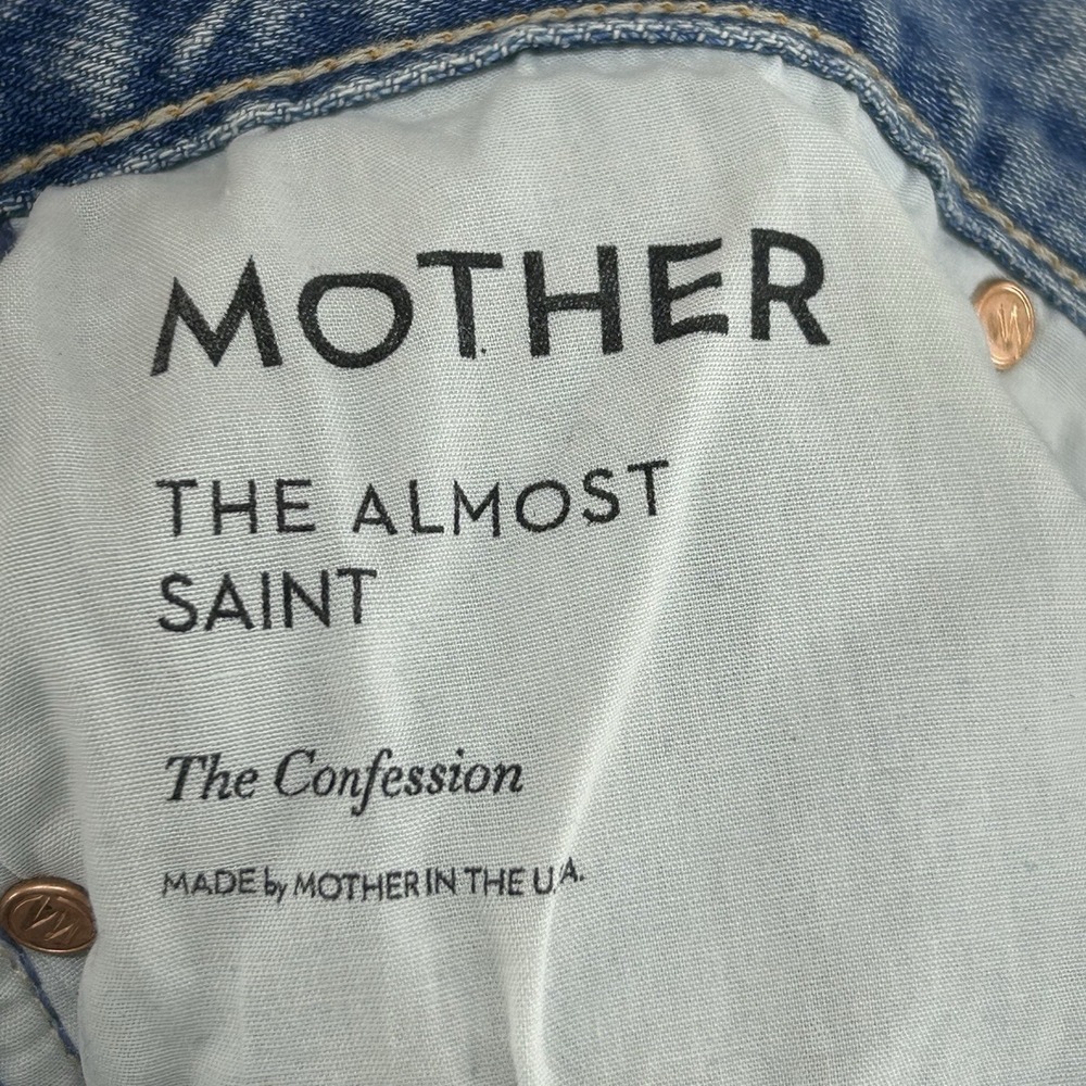 Mother The Almost Saint Cropped Jeans Women Size 25 Blue Denim Distressed - Picture 4 of 13